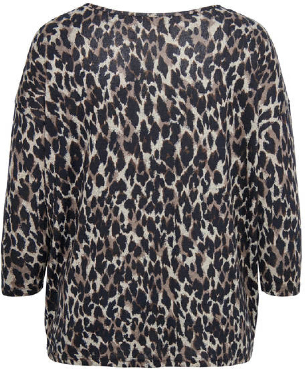 ONLY CARMAKOMA geweven top CARALBA met panterprint grijs/ taupe