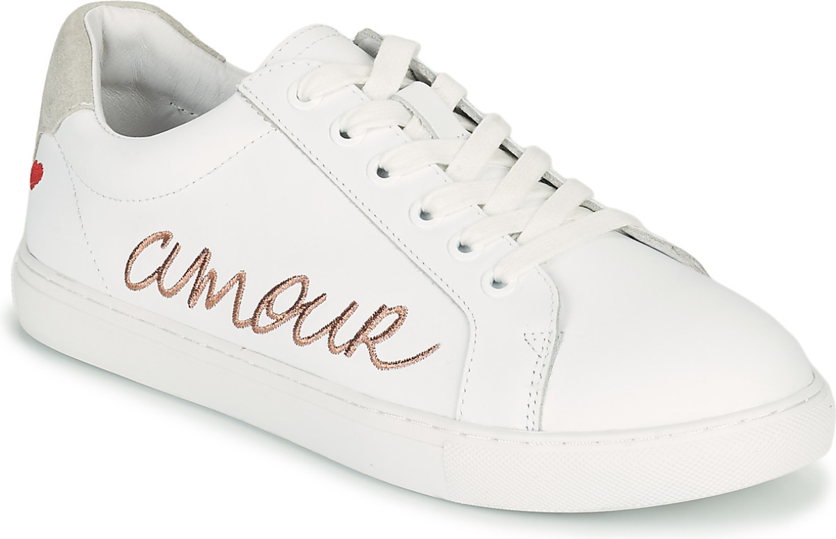 Lage Sneakers Bons baisers de Paname  SIMONE AMOUR BLANC ROSE GOLD