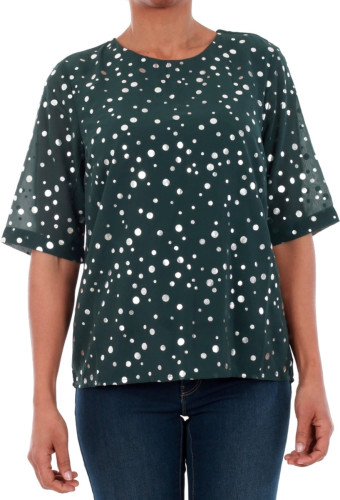 T-shirt Korte Mouw VERO MODA  10198237 VMDIVIA DOT SS TOP FD GREEN GABLES / SILVER DOTS