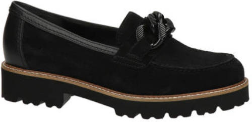 Gabor suède loafers met chain zwart