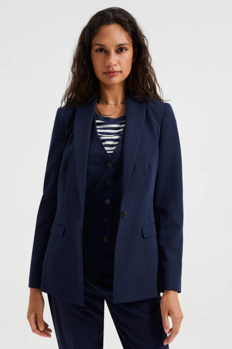 WE Fashion aansluitende geweven blazer donkerblauw