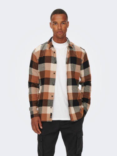 ONLY & SONS geruit slim fit overhemd ONSGUDMUND silver lining