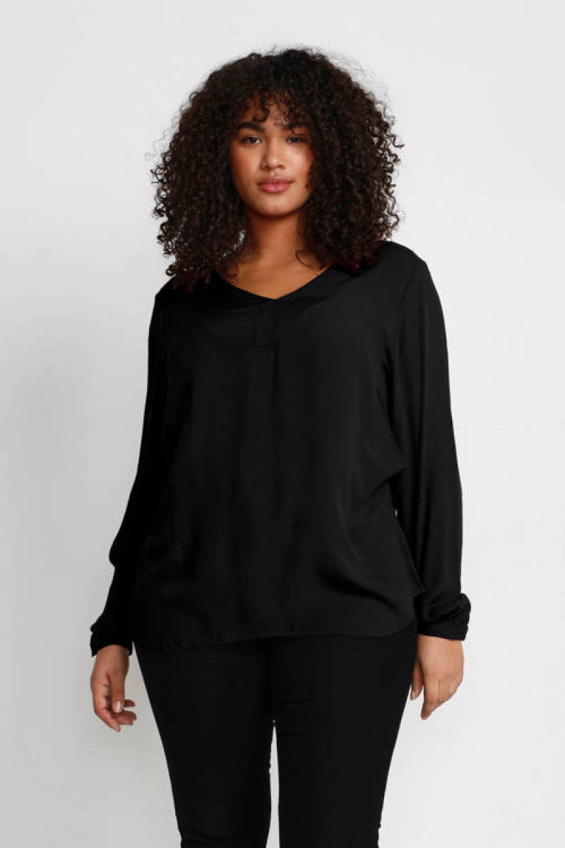 Kaffe Curve top KCami met plooien zwart