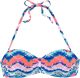 Venice Beach strapless bandeau bikinitop met all over print blauw/roze