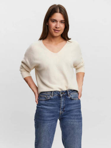 VERO MODA trui VMDOFFY van gerecycled polyester ecru
