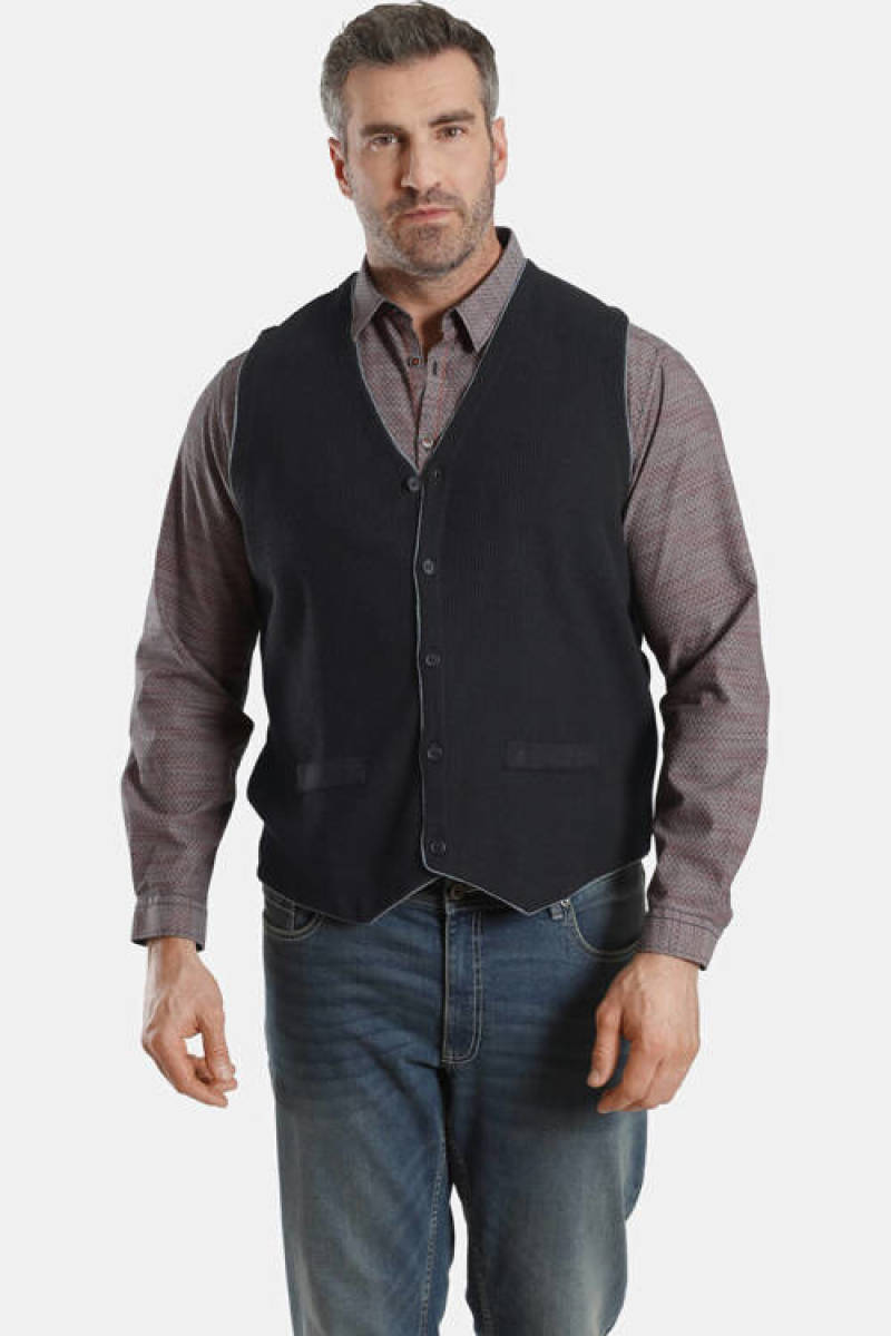 Charles Colby gilet Plus Size donkerblauw
