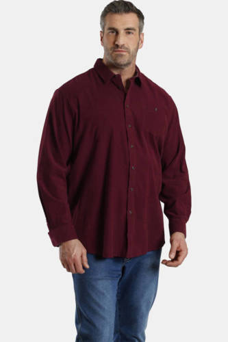 Charles Colby oversized overhemd Plus Size donkerrood