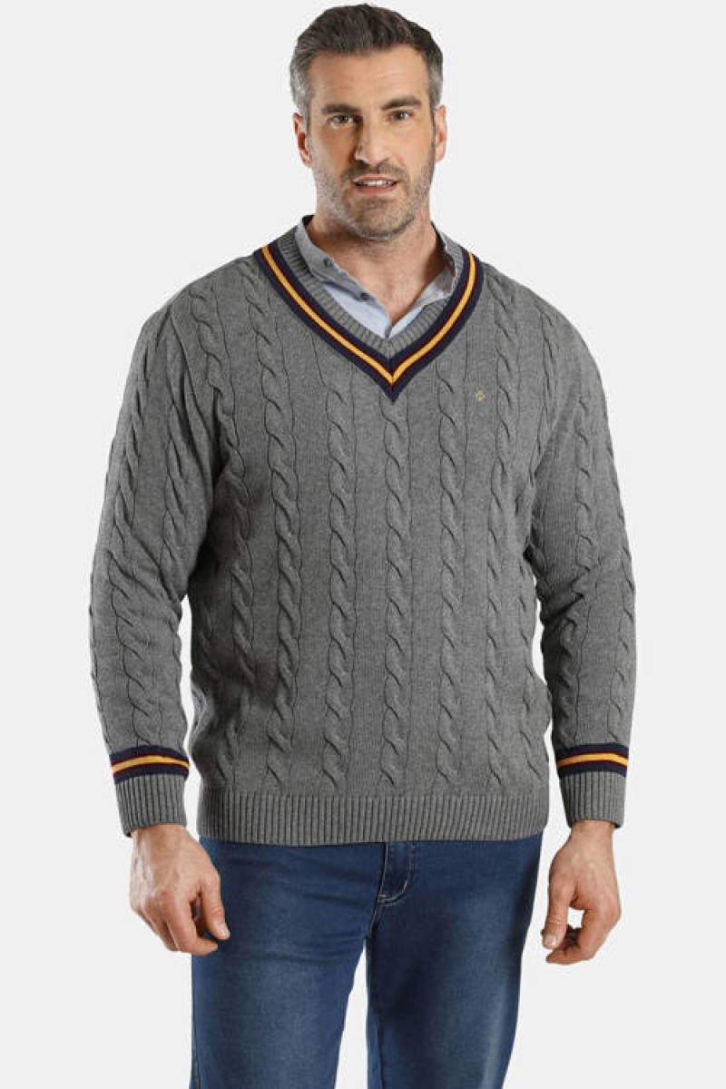 Charles Colby trui Plus Size grijs