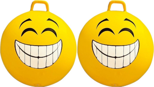 Summertime 2x stuks smiley gele skippybal 65 cm