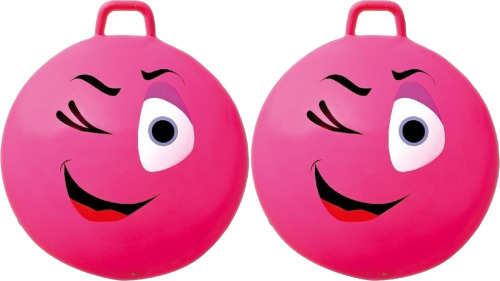 Summertime 2x stuks smiley roze skippybal 65 cm