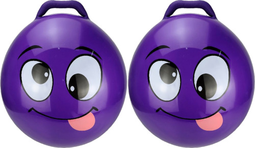 Skippy Buddy 2x stuks skippybal smiley voor kinderen paars 55 cm