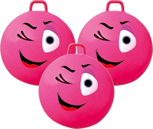 Summertime 3x stuks smiley roze skippybal 65 cm