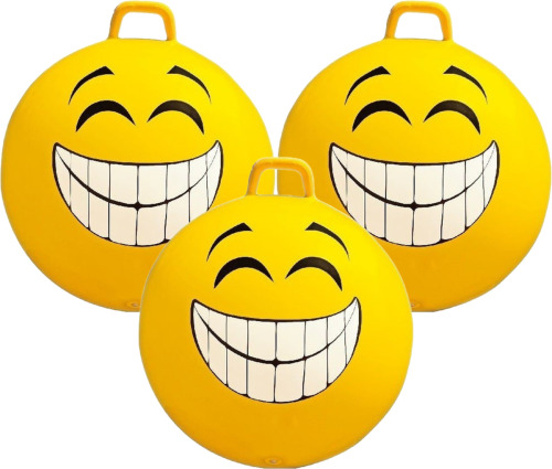 Summertime 3x stuks smiley gele skippybal 65 cm