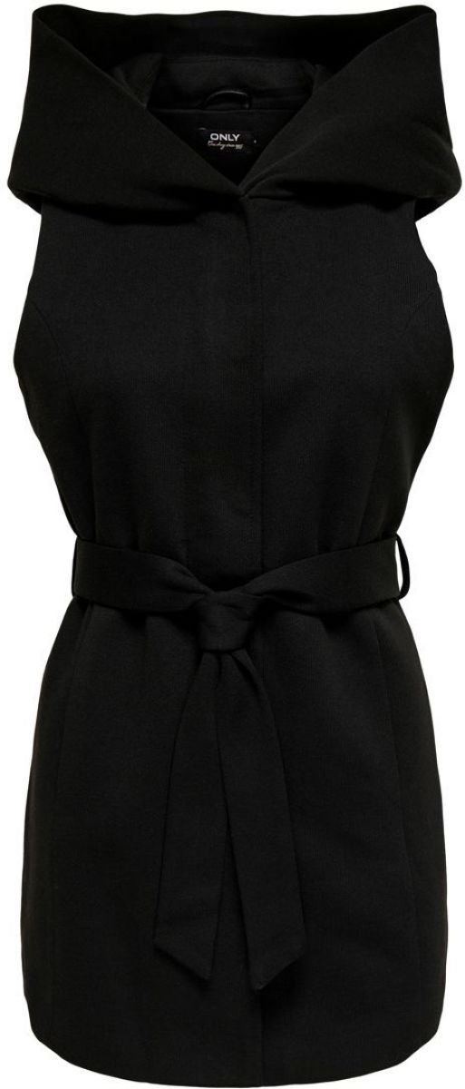 Only Lange Capuchon Gilet Dames Zwart