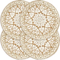 VidaXL Placemats 4 st rond 38 cm jute wit