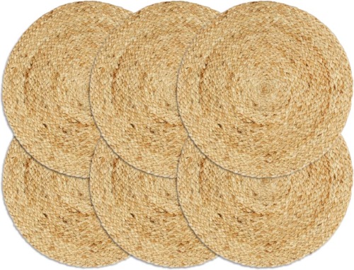 VidaXL Placemats 6 st rond 38 cm jute natuurlijk