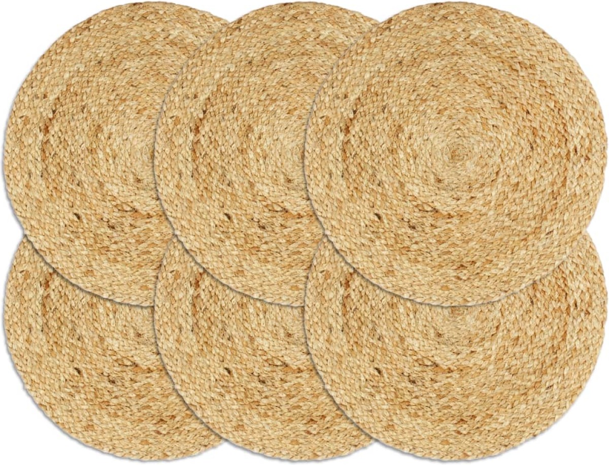 VidaXL Placemats 6 st rond 38 cm jute natuurlijk