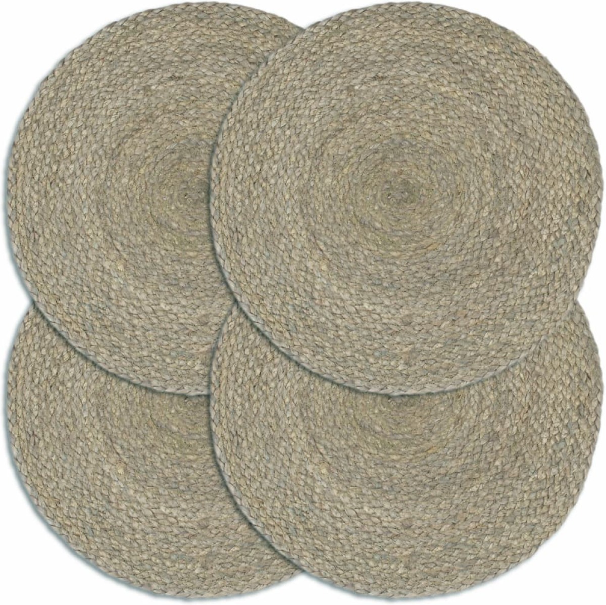 VidaXL Placemats 4 st rond 38 cm jute effen grijs