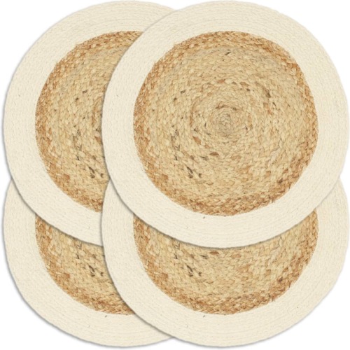 VidaXL Placemats 4 st rond 38 cm jute en katoen natuurlijk