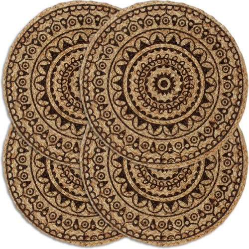 VidaXL Placemats 4 st rond 38 cm jute donkerbruin