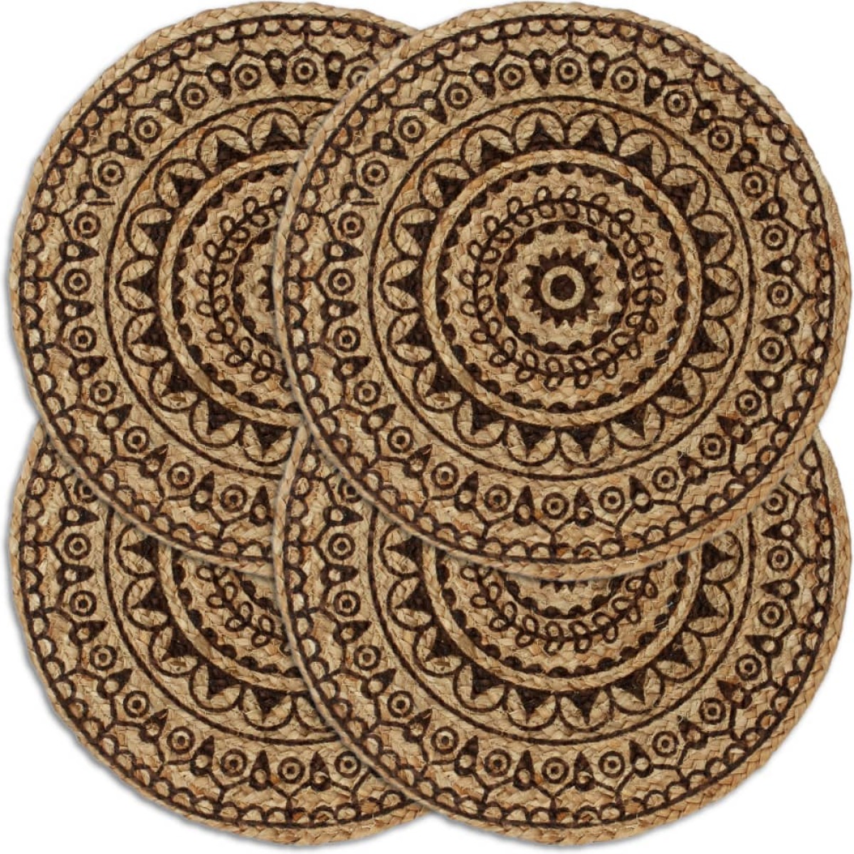 VidaXL Placemats 4 st rond 38 cm jute donkerbruin