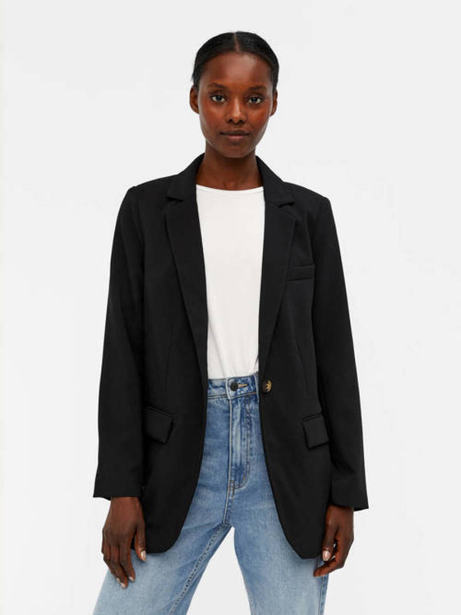 OBJECT blazer OBJSIGRID van gerecycled polyester zwart