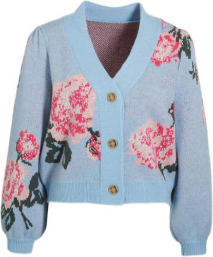 anytime jacquard gebreid vest bloemen