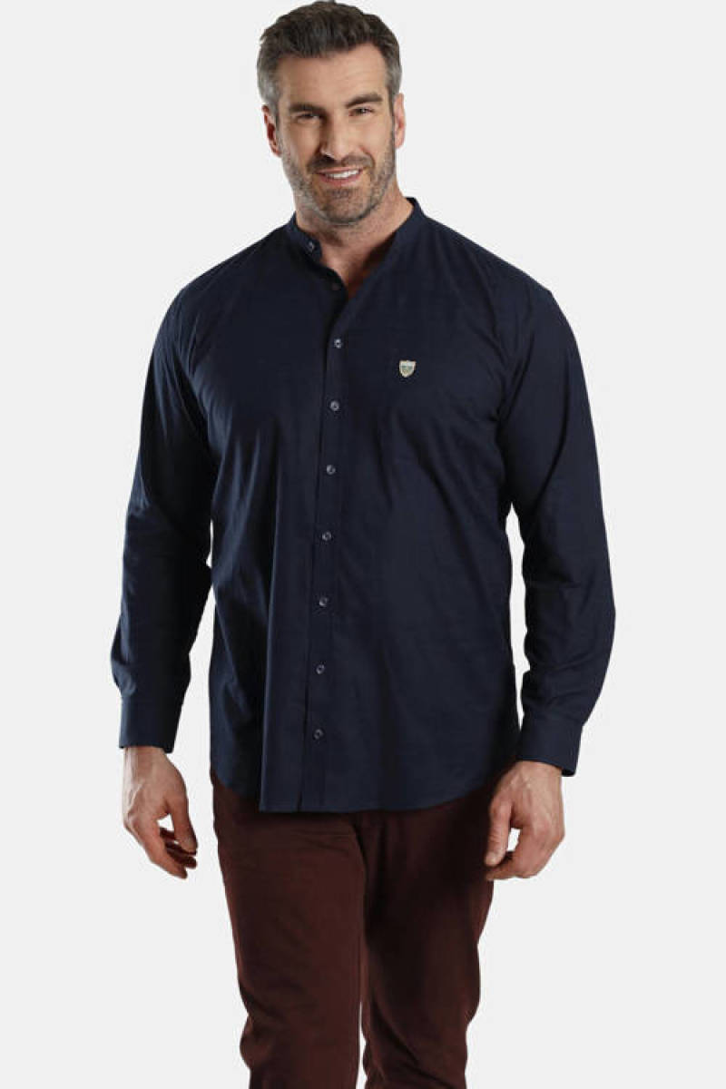 Charles Colby +FIT Collectie oversized overhemd DUKE TANCRED Plus Size donkerblauw