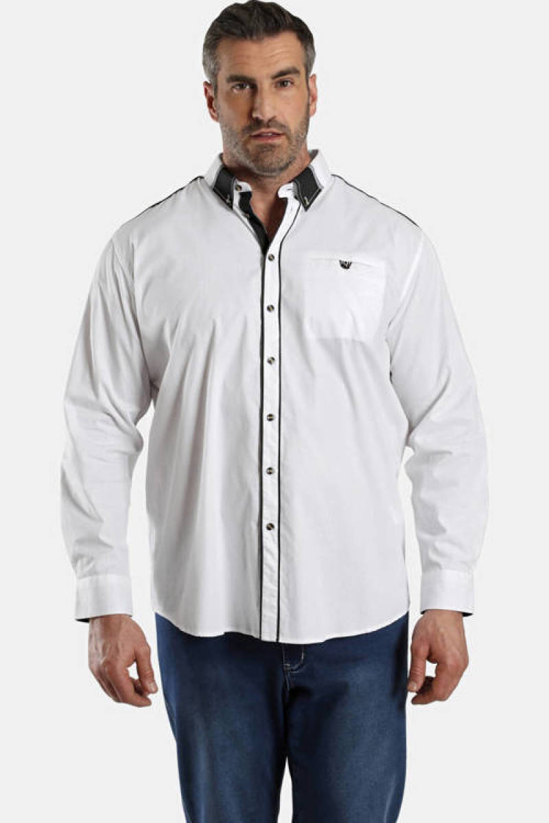 Charles Colby +FIT Collectie oversized overhemd DUKE WARNAR Plus Size wit