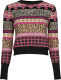 Desigual trui met all over print roze/zwart/camel/wit
