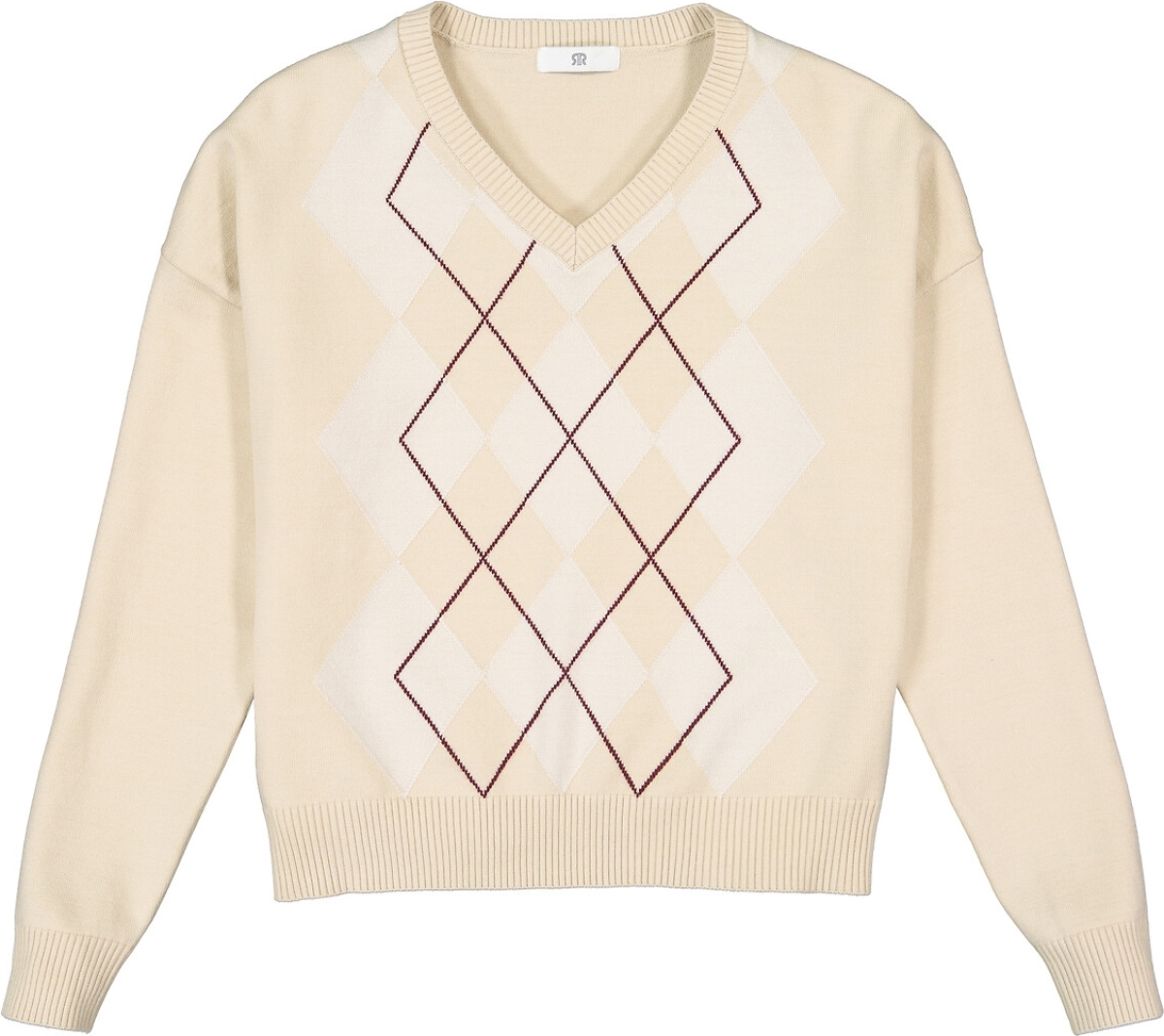 La Redoute Collections Trui met ruiten en V-hals