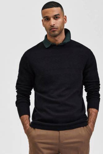 SELECTED HOMME trui SLHMAINE met biologisch katoen black
