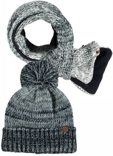 Sarlini gemeleerde muts + sjaal blauw multi