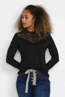 Cream top met kant zwart
