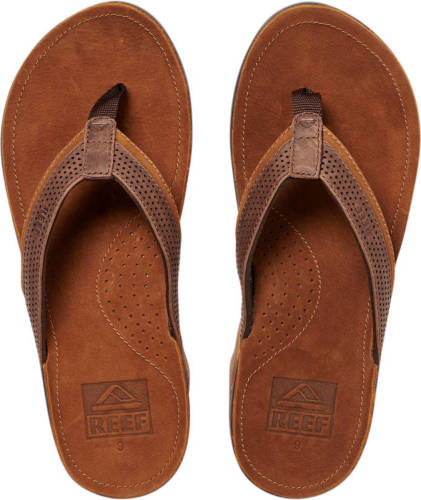 Reef J-Bay Perf leren teenslippers cognac