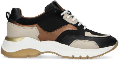 Manfield suède dad sneakers zwart/multi