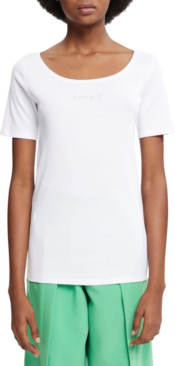 Esprit T-shirt met fonkelende glinstersteentje-logo op borsthoogte