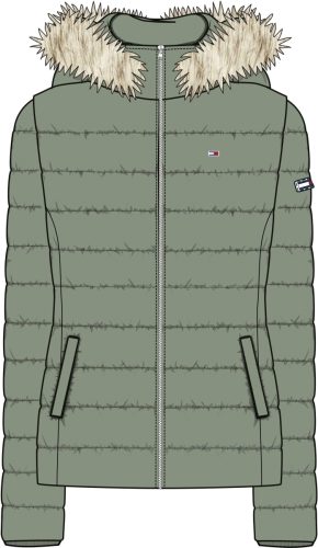 Tommy Jeans Donsjack TJW BASIC HOODED DOWN JACKET met imitatiebont aan de capuchon & Tommy Jeans-merklabel