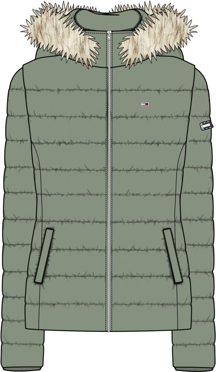 Tommy Jeans Donsjack TJW BASIC HOODED DOWN JACKET met imitatiebont aan de capuchon & Tommy Jeans-merklabel