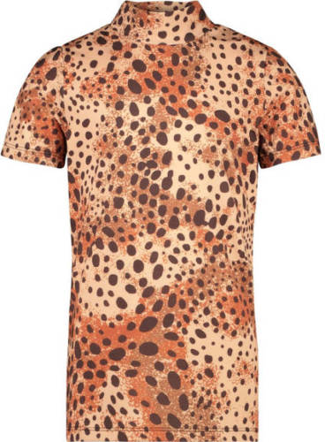 Cars T-shirt Ashi met dierenprint bruin/lichtbruin