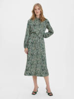 VERO MODA blousejurk VMJLOE met all over print en ceintuur wit/groen