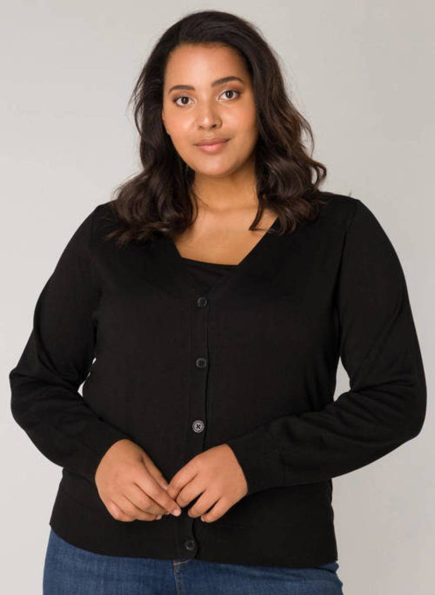 Base Level Curvy by Yesta fijngebreid vest Yvonne zwart