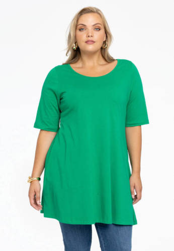 Yoek top met plooien groen