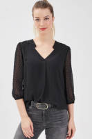 Cache Cache semi-transparante top met textuur zwart