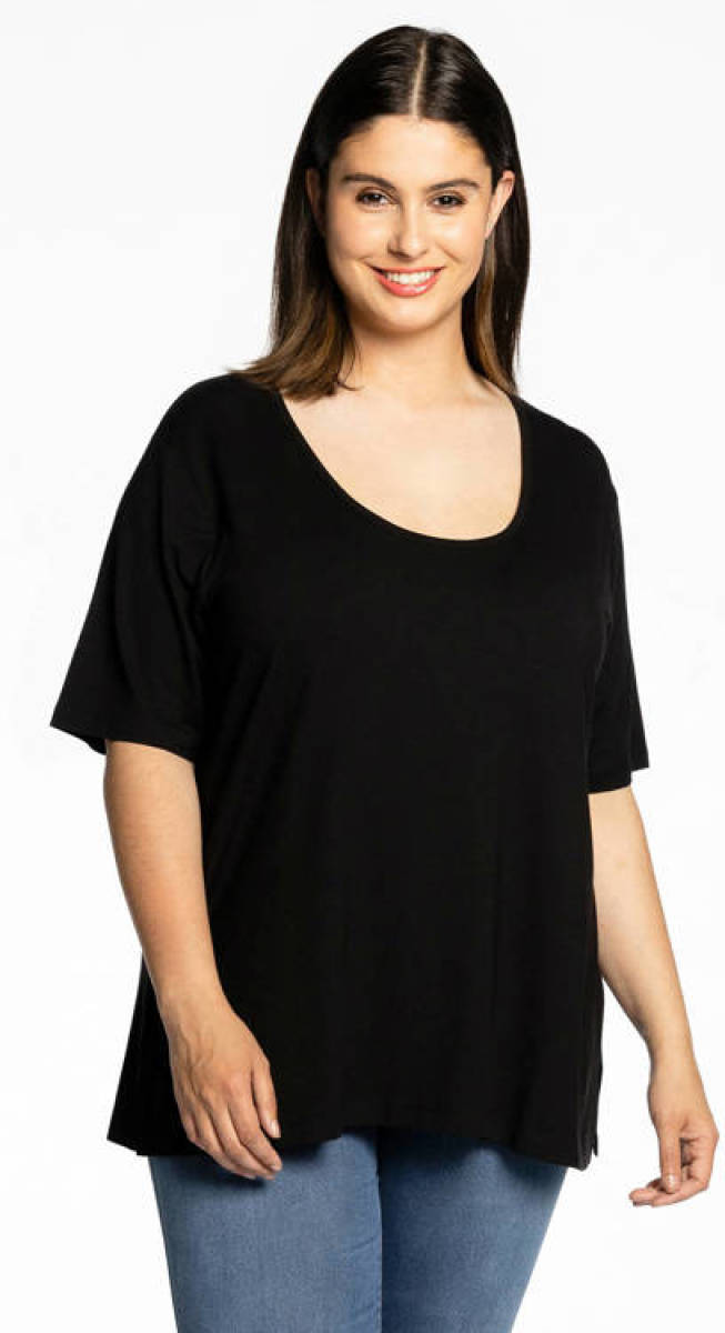 Yoek T-shirt met plooien zwart