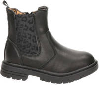 Nelson Kids chelsea boots met panterprint zwart