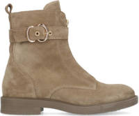 Manfield suède bikerboots met siergesp beige