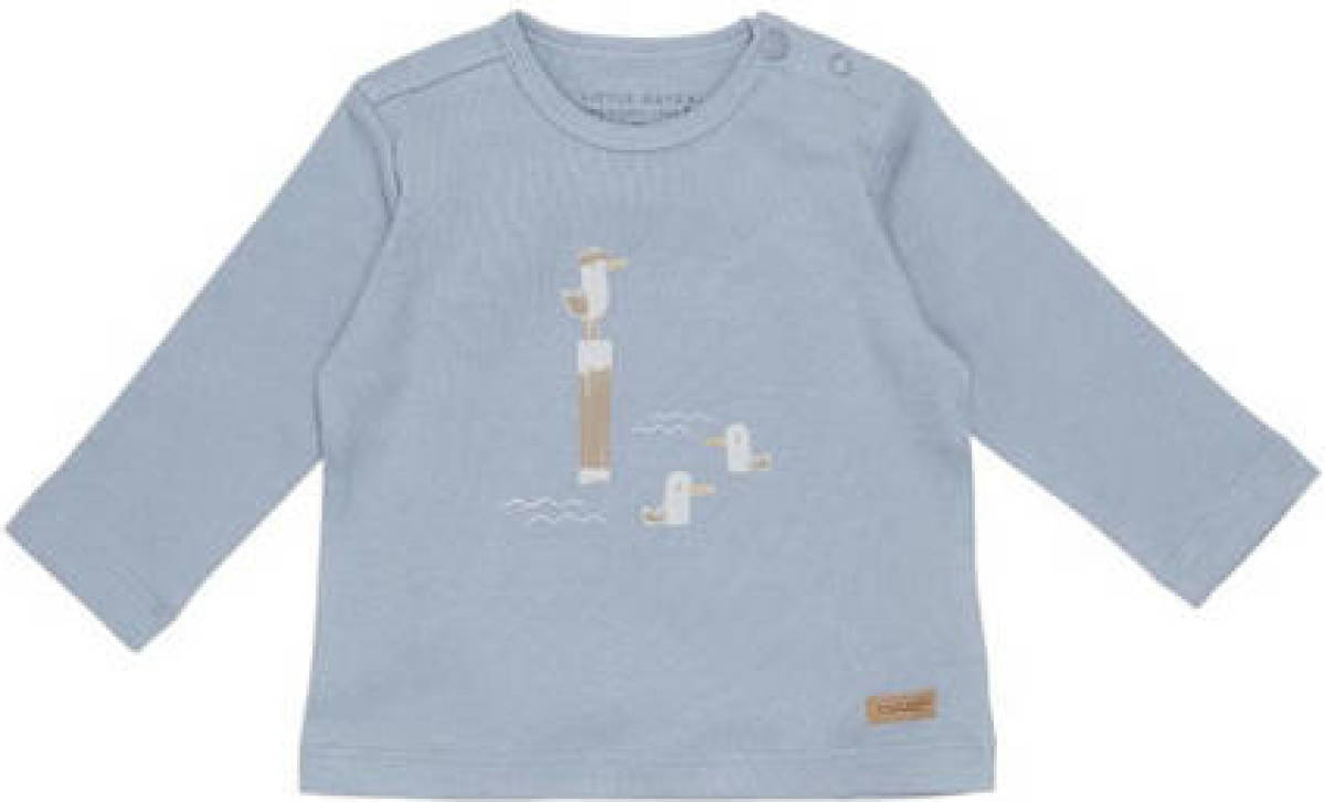 Little Dutch baby longsleeve Seagull met printopdruk blauw
