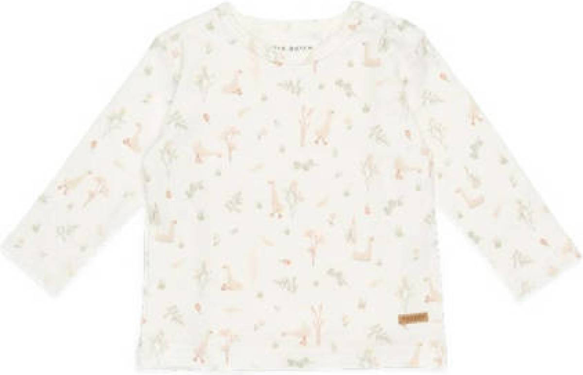 Little Dutch baby longsleeve Little Goose met all over print wit/zand