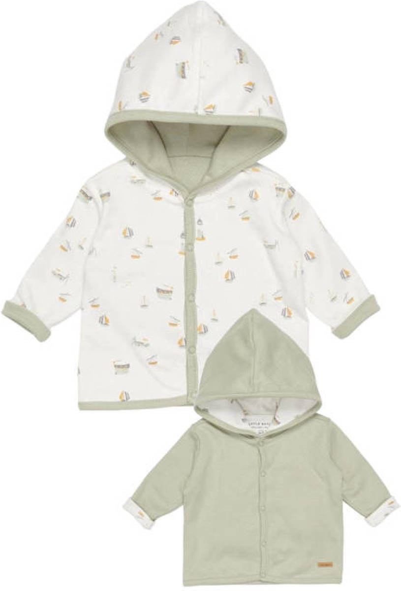 Little Dutch baby reversible reversible jas Sailors Bay met all over print olijfgroen/wit